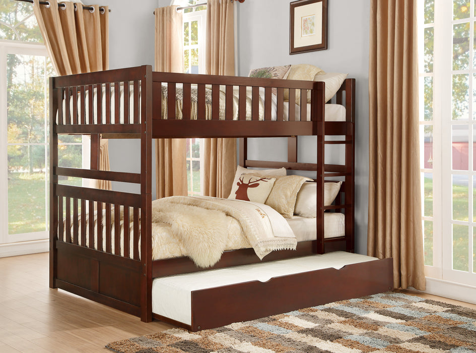 Rowe (4) Full/Full Bunk Bed with Twin Trundle in Cherry - B2013FFDC-1*R