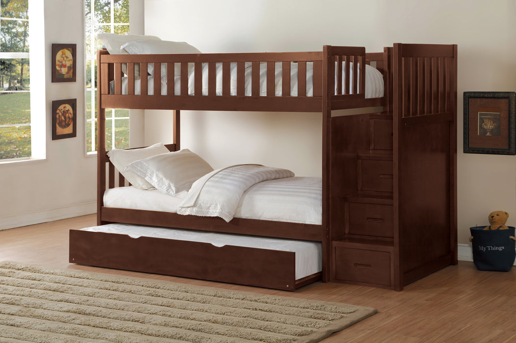 Rowe (5) Twin/Twin Step Bunk Bed with Twin Trundle in Cherry - B2013SBDC-1*R