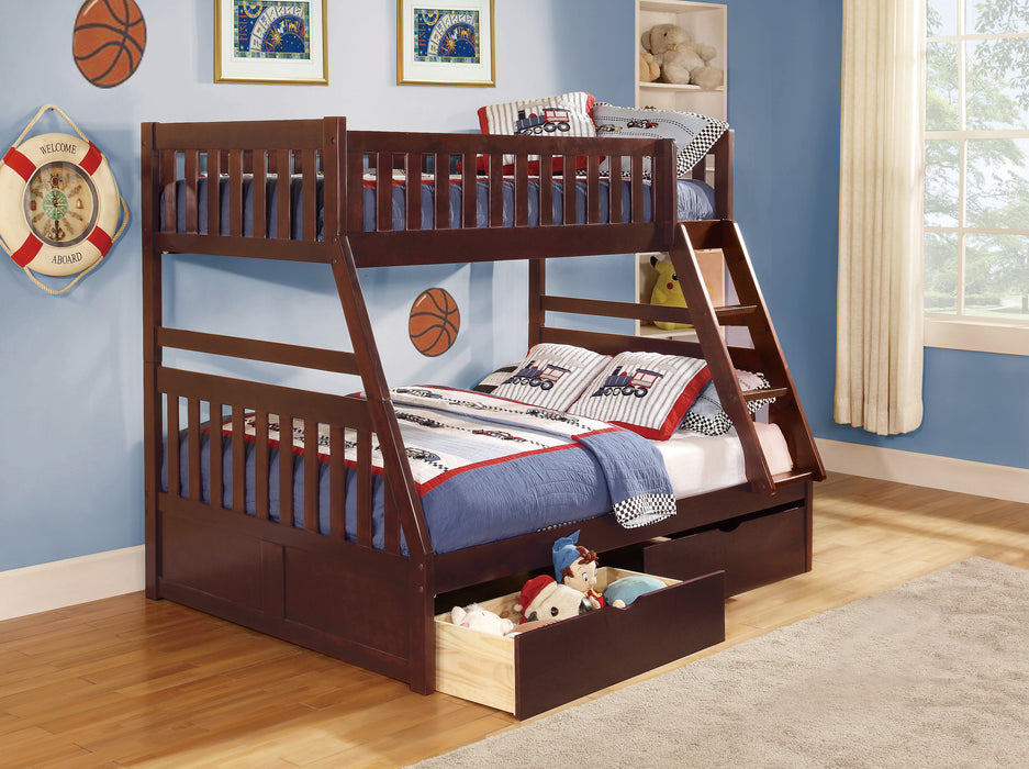 Rowe (4) Twin/Full Bunk Bed with Storage Boxes in Cherry - B2013TFDC-1*T