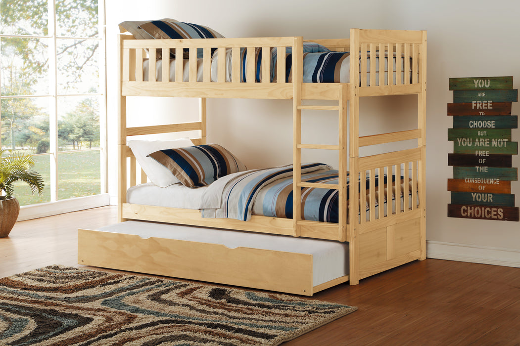 Bartly (4) Twin/Twin Bunk Bed with Twin Trundle in Natural - B2043-1*R