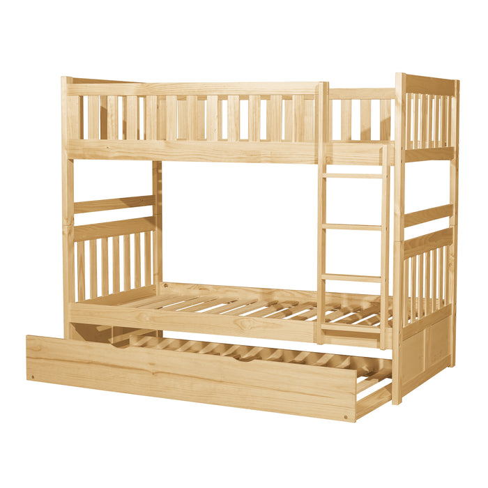 Bartly (4) Twin/Twin Bunk Bed with Twin Trundle in Natural - B2043-1*R