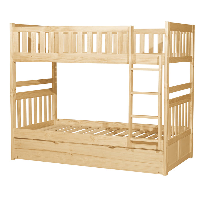 Bartly (4) Twin/Twin Bunk Bed with Twin Trundle in Natural - B2043-1*R