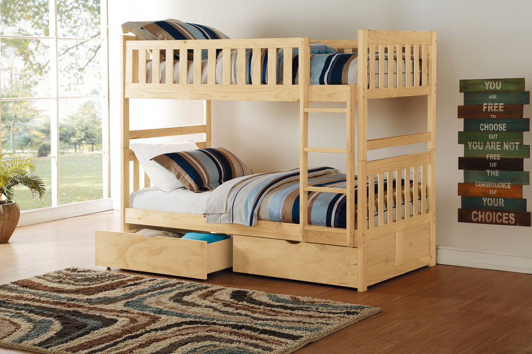 Bartly (4) Twin/Twin Bunk Bed with Storage Boxes in Natural - B2043-1*T