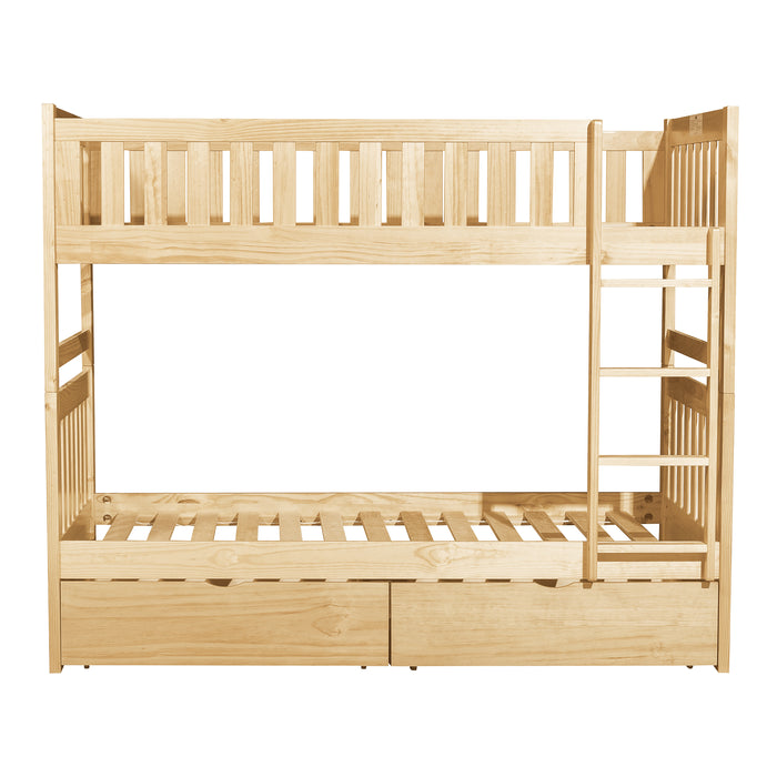 Bartly (4) Twin/Twin Bunk Bed with Storage Boxes in Natural - B2043-1*T