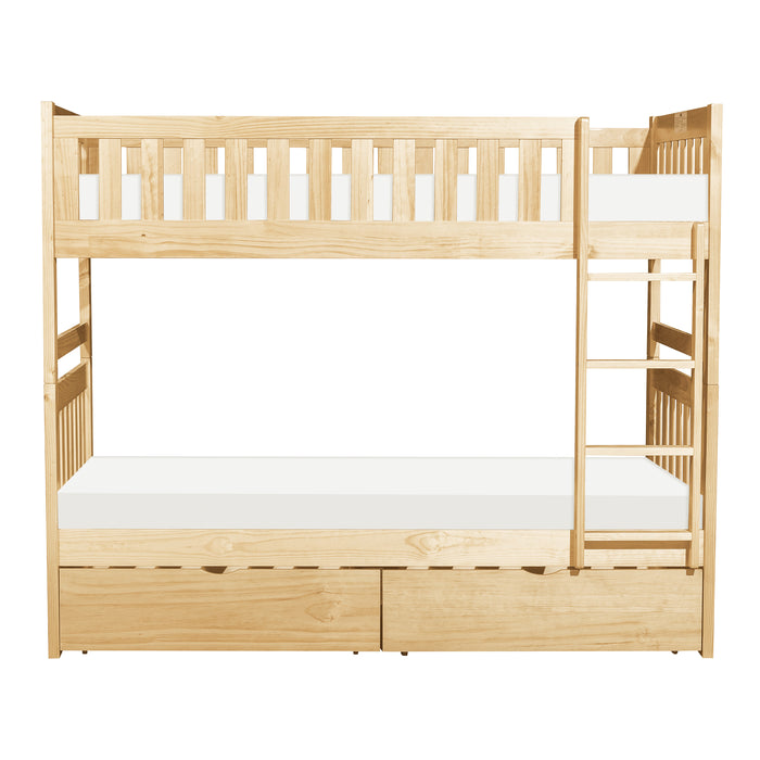 Bartly (4) Twin/Twin Bunk Bed with Storage Boxes in Natural - B2043-1*T