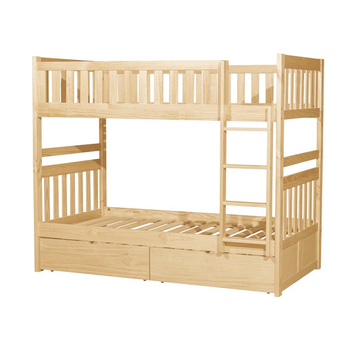 Bartly (4) Twin/Twin Bunk Bed with Storage Boxes in Natural - B2043-1*T