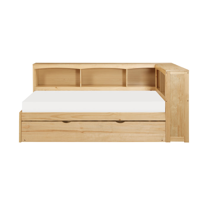 Bartly (4) Twin Bookcase Corner Bed with Twin Trundle in Natural - B2043BC-1BCR*