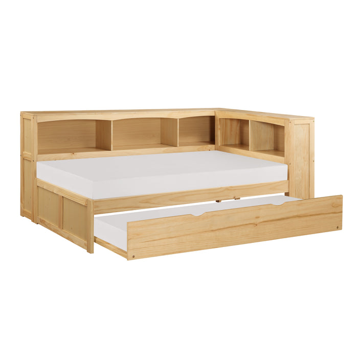 Bartly (4) Twin Bookcase Corner Bed with Twin Trundle in Natural - B2043BC-1BCR*