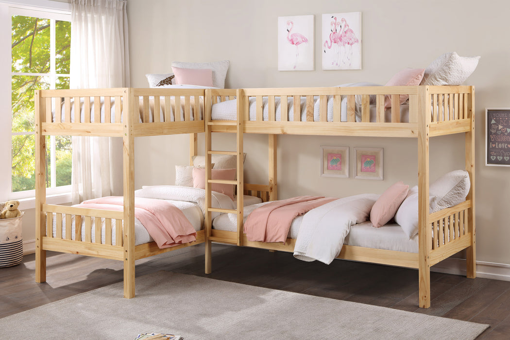 Bartly (3) Corner Bunk Bed in Natural - B2043CN-1*