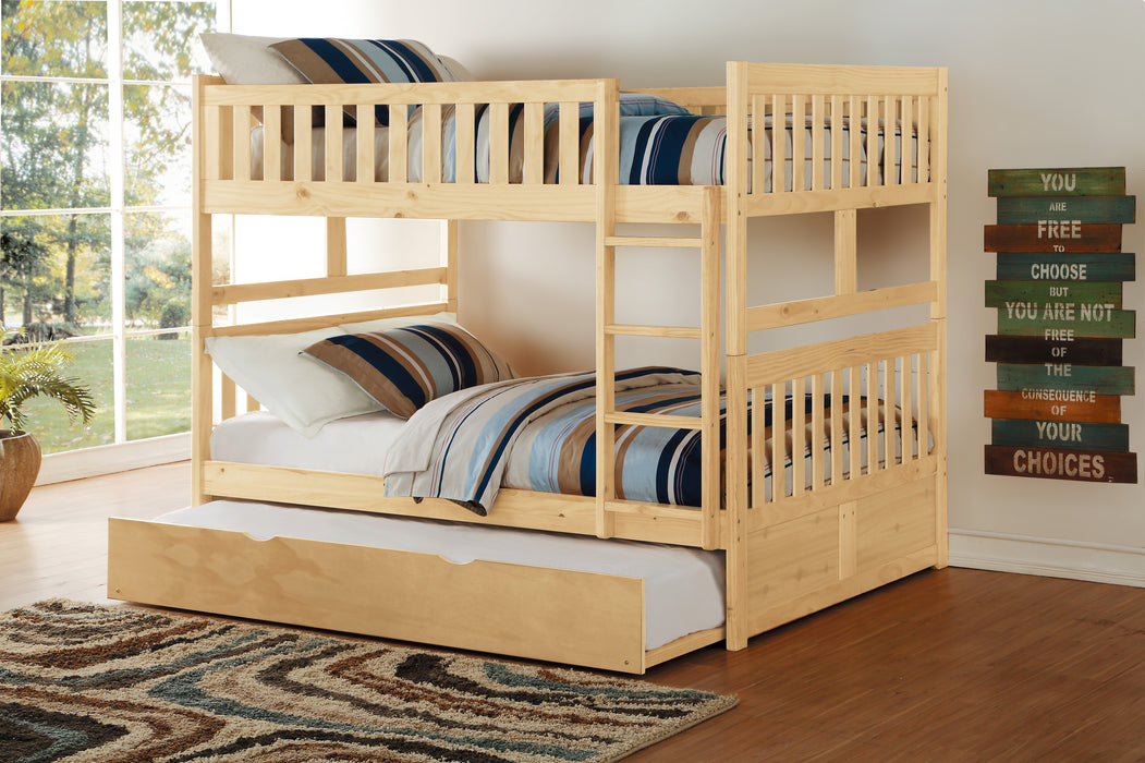 Bartly (4) Full/Full Bunk Bed with Twin Trundle in Natural - B2043FF-1*R