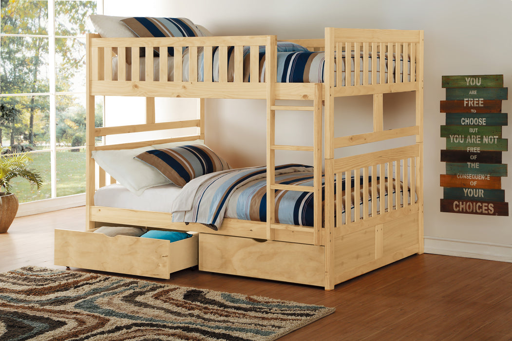 Bartly (4) Full/Full Bunk Bed with Storage Boxes in Natural - B2043FF-1*T