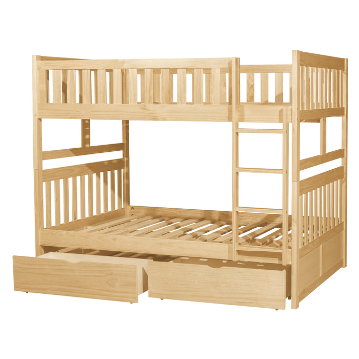 Bartly (4) Full/Full Bunk Bed with Storage Boxes in Natural - B2043FF-1*T