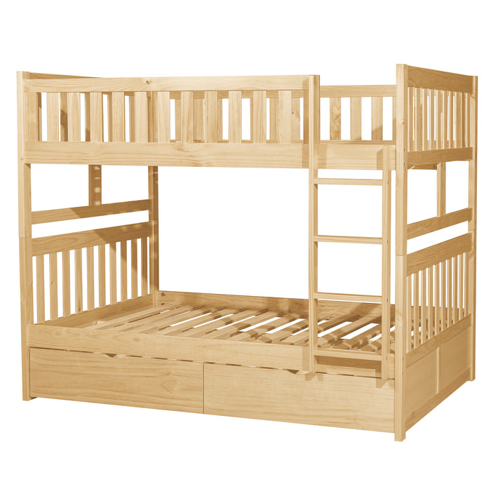 Bartly (4) Full/Full Bunk Bed with Storage Boxes in Natural - B2043FF-1*T