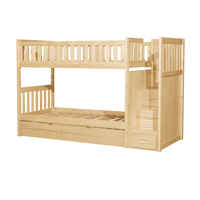 Bartly (5) Twin/Twin Step Bunk Bed with Twin Trundle in Natural - B2043SB-1*R