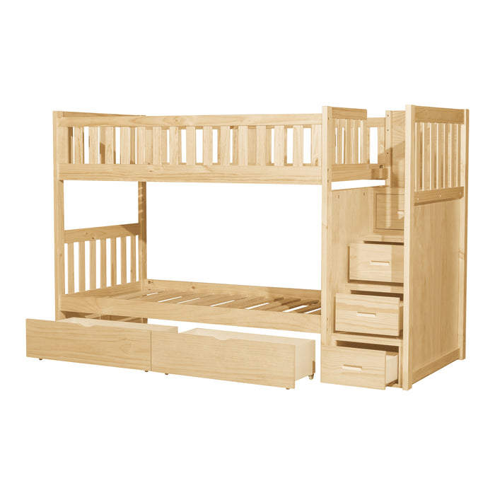 Bartly (5) Twin/Twin Step Bunk Bed with Storage Boxes in Natural - B2043SB-1*T