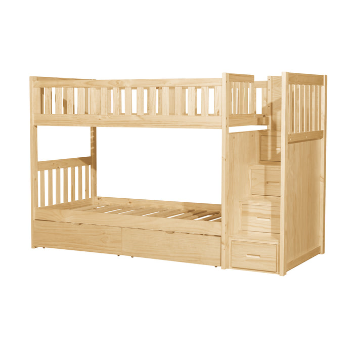 Bartly (5) Twin/Twin Step Bunk Bed with Storage Boxes in Natural - B2043SB-1*T