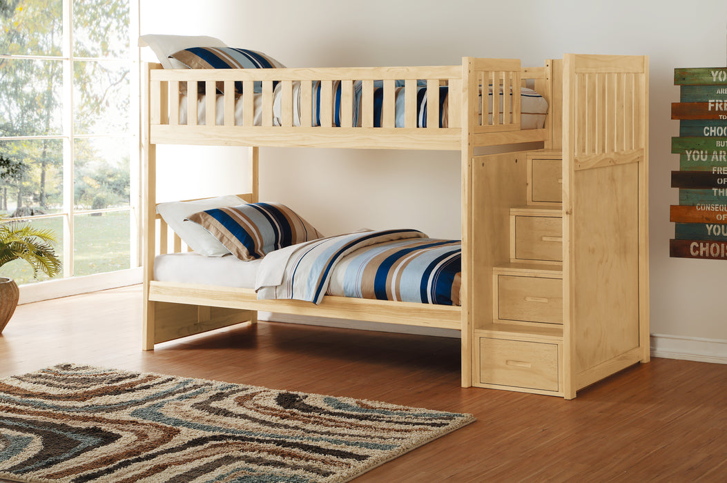 Bartly (4) Twin/Twin Step Bunk Bed in Natural - B2043SB-1*