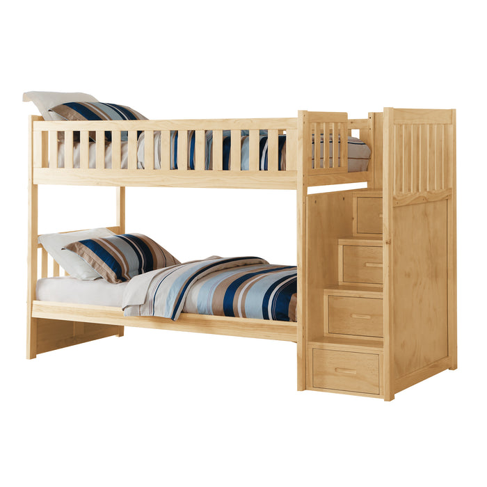 Bartly (4) Twin/Twin Step Bunk Bed in Natural - B2043SB-1*