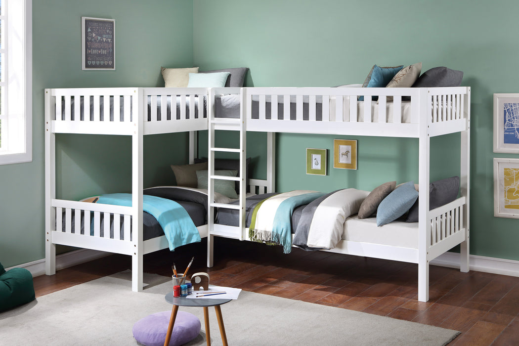 Galen (3) Corner Bunk Bed in White - B2053CNW-1*