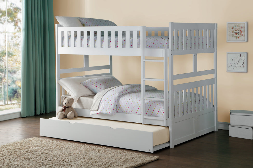 Galen (4) Full/Full Bunk Bed with Twin Trundle in White - B2053FFW-1*R