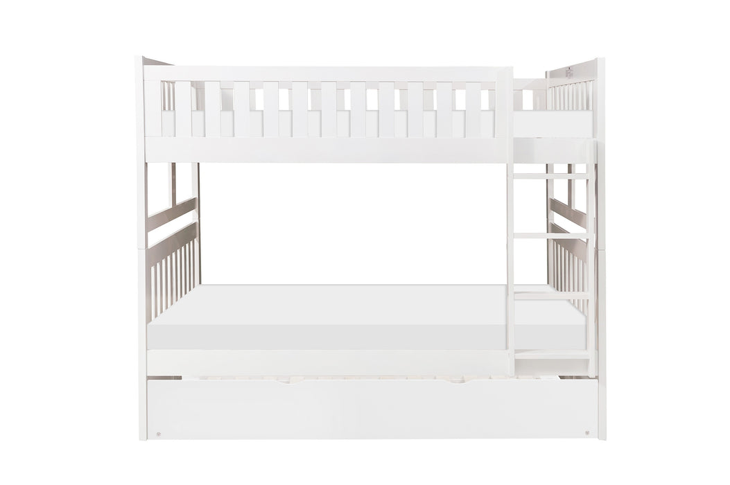 Galen (4) Full/Full Bunk Bed with Twin Trundle in White - B2053FFW-1*R