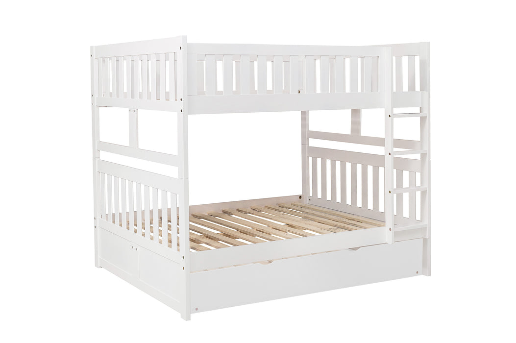 Galen (4) Full/Full Bunk Bed with Twin Trundle in White - B2053FFW-1*R