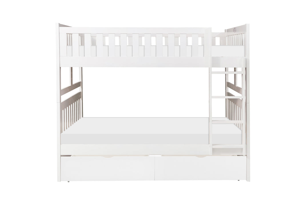 Galen (4) Full/Full Bunk Bed with Storage Boxes in White - B2053FFW-1*T