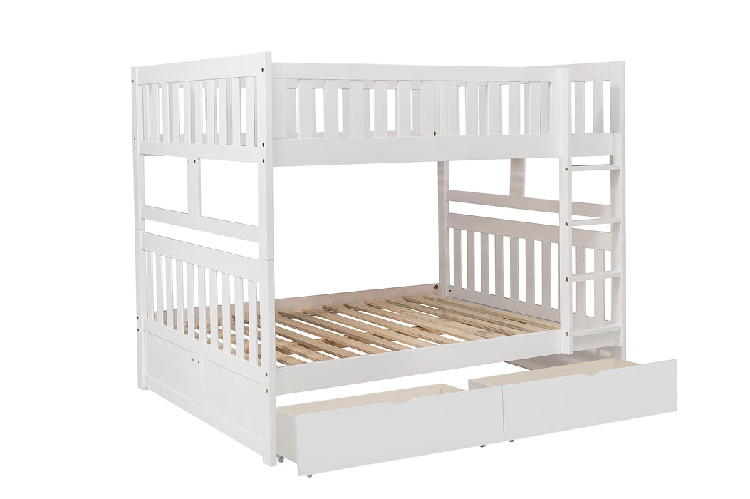 Galen (4) Full/Full Bunk Bed with Storage Boxes in White - B2053FFW-1*T