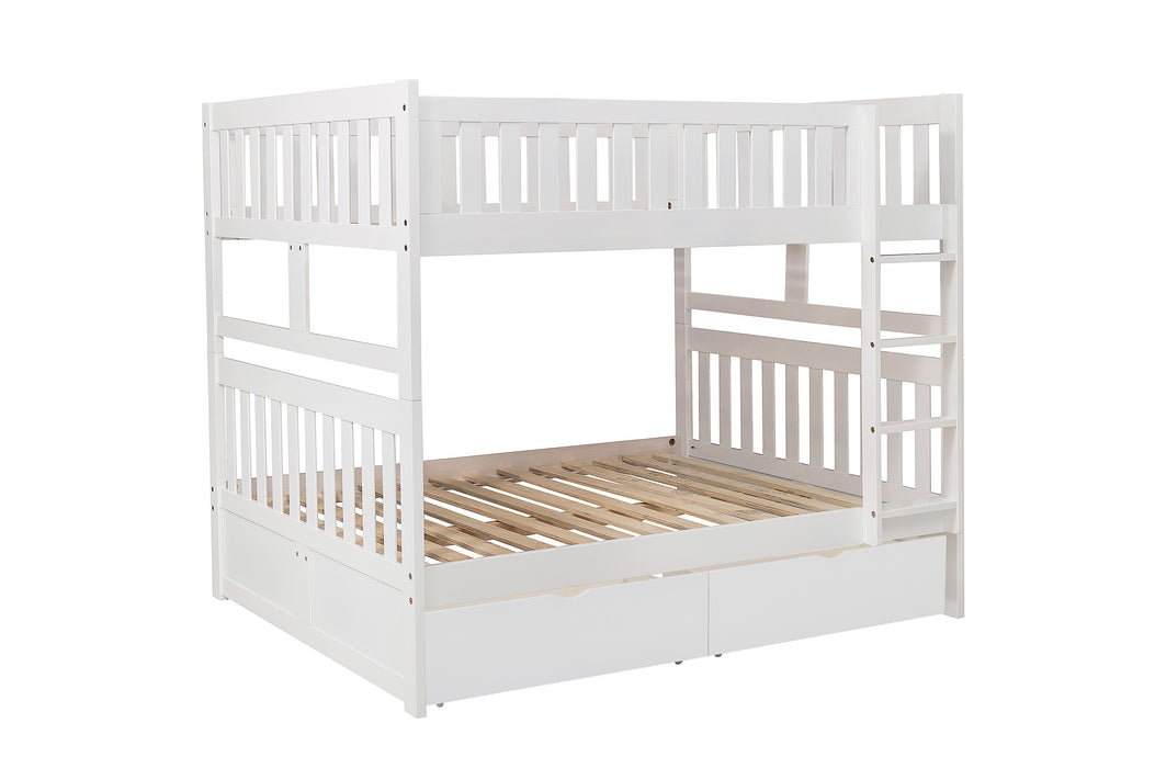 Galen (4) Full/Full Bunk Bed with Storage Boxes in White - B2053FFW-1*T