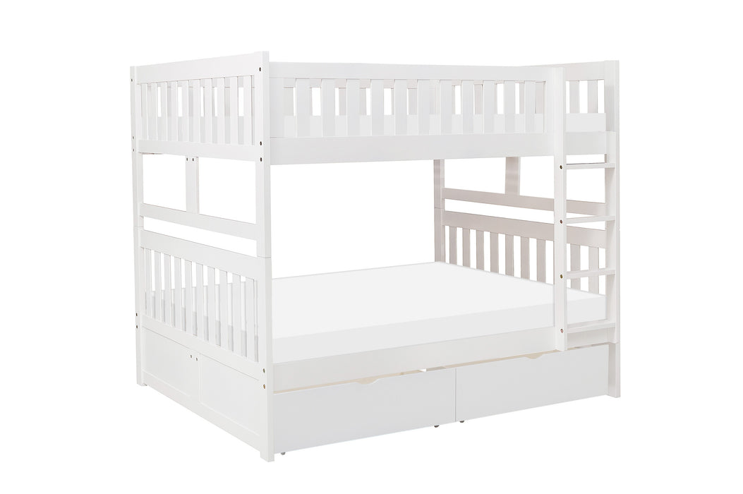 Galen (4) Full/Full Bunk Bed with Storage Boxes in White - B2053FFW-1*T image