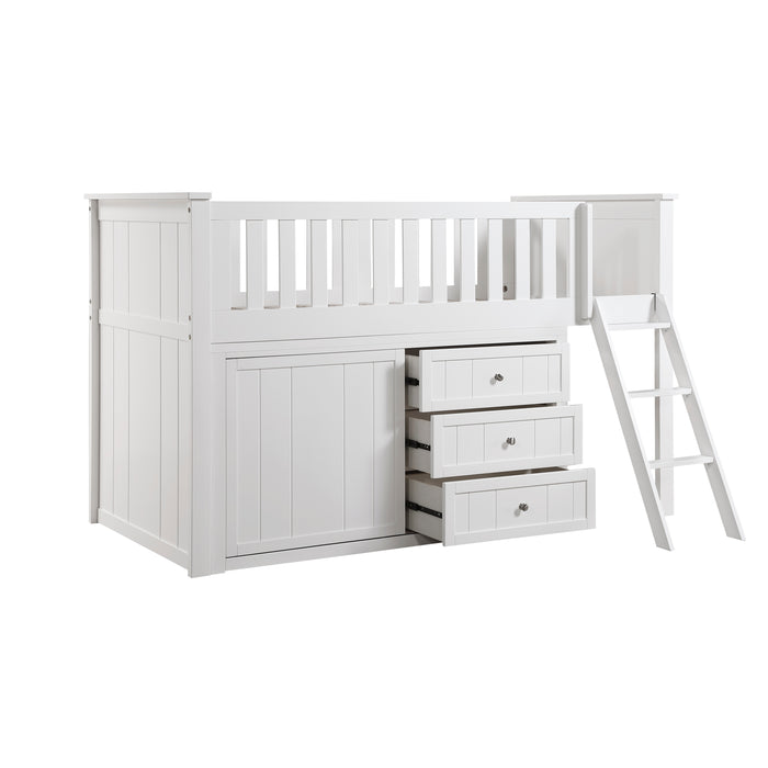 Galen (4) Low Loft Bunk with Dresser in White - B2053LLW-1*DR