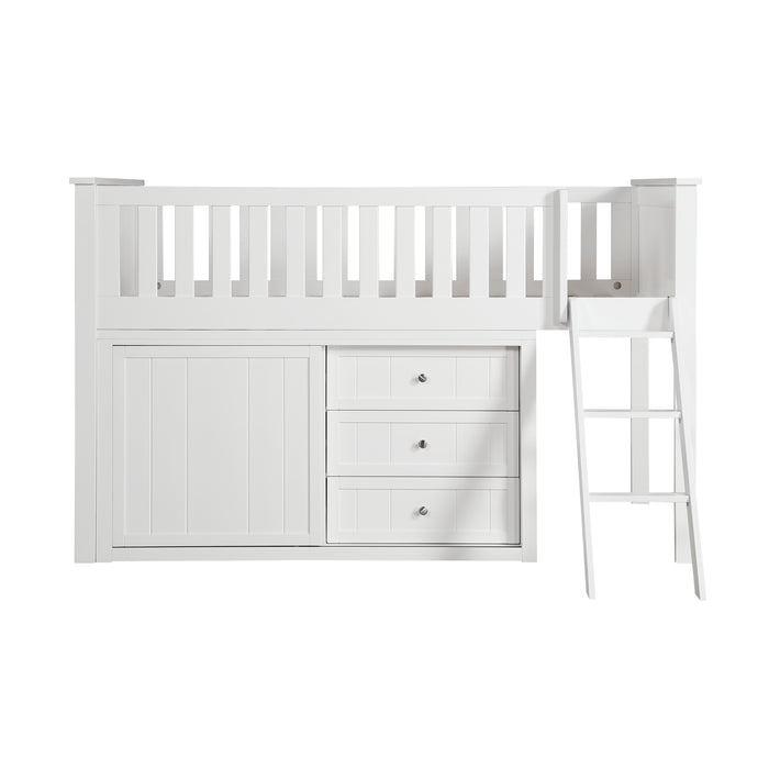 Galen (4) Low Loft Bunk with Dresser in White - B2053LLW-1*DR