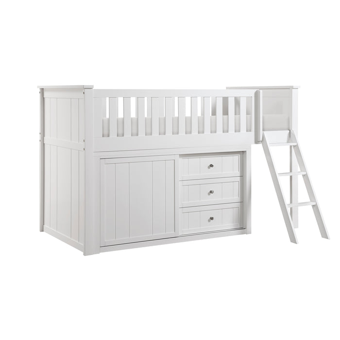 Galen (4) Low Loft Bunk with Dresser in White - B2053LLW-1*DR image