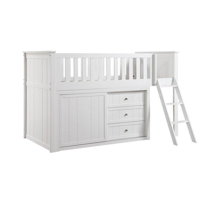 Galen (4) Low Loft Bunk with Dresser in White - B2053LLW-1*DR