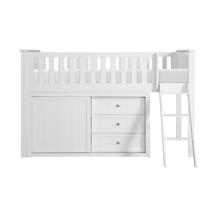 Galen (4) Low Loft Bunk with Dresser in White - B2053LLW-1*DR