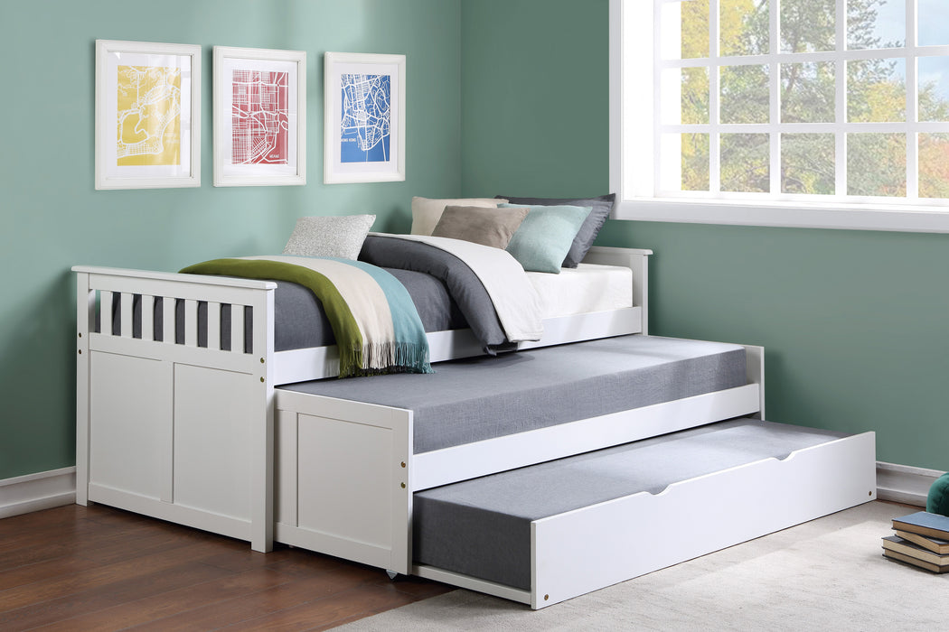 Galen Twin/Twin Bed with Twin Trundle in White - B2053RTW-1R