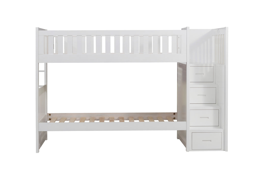 Galen (4) Twin/Twin Step Bunk Bed in White - B2053SBW-1*