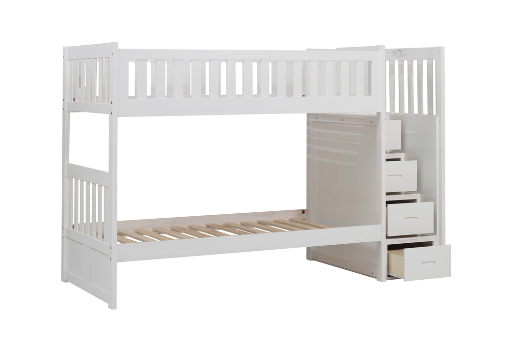 Galen (4) Twin/Twin Step Bunk Bed in White - B2053SBW-1*