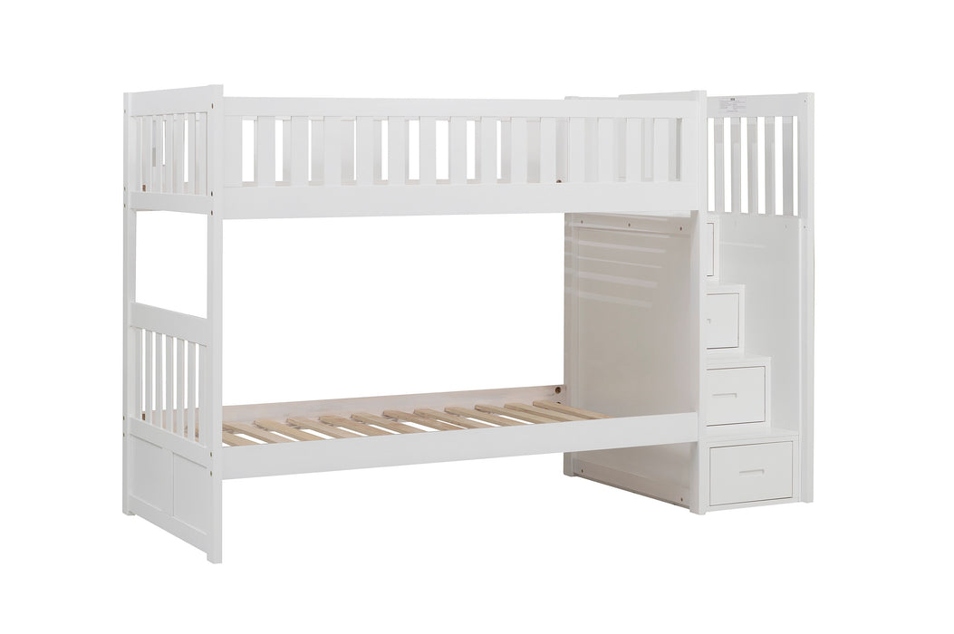 Galen (4) Twin/Twin Step Bunk Bed in White - B2053SBW-1*