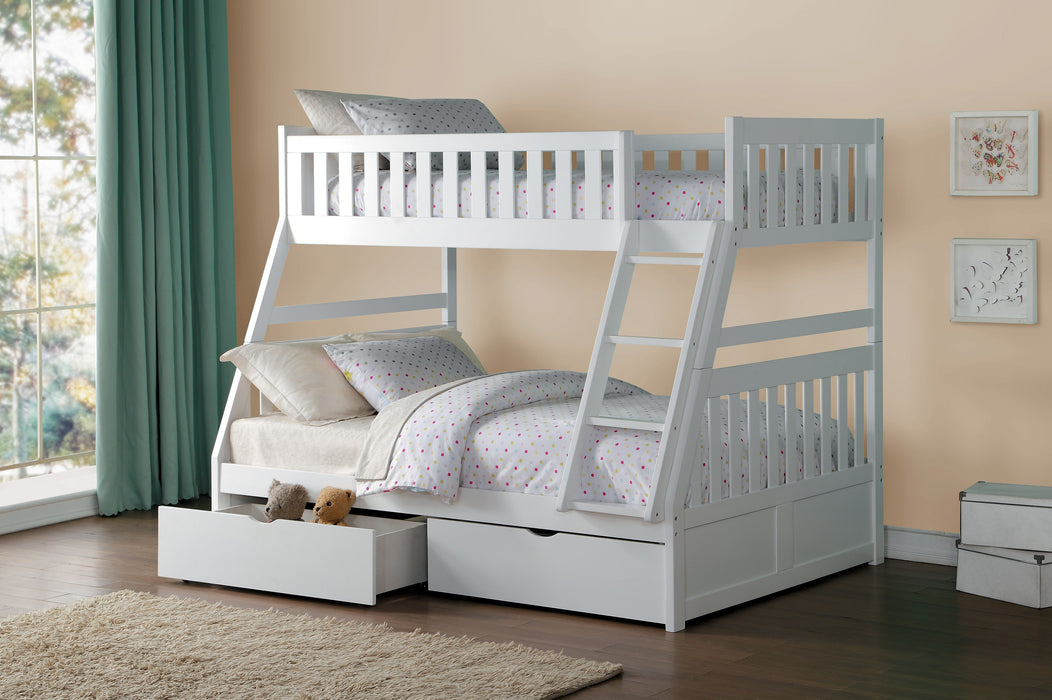 Galen (4) Twin/Full Bunk Bed with Storage Boxes in White - B2053TFW-1*T