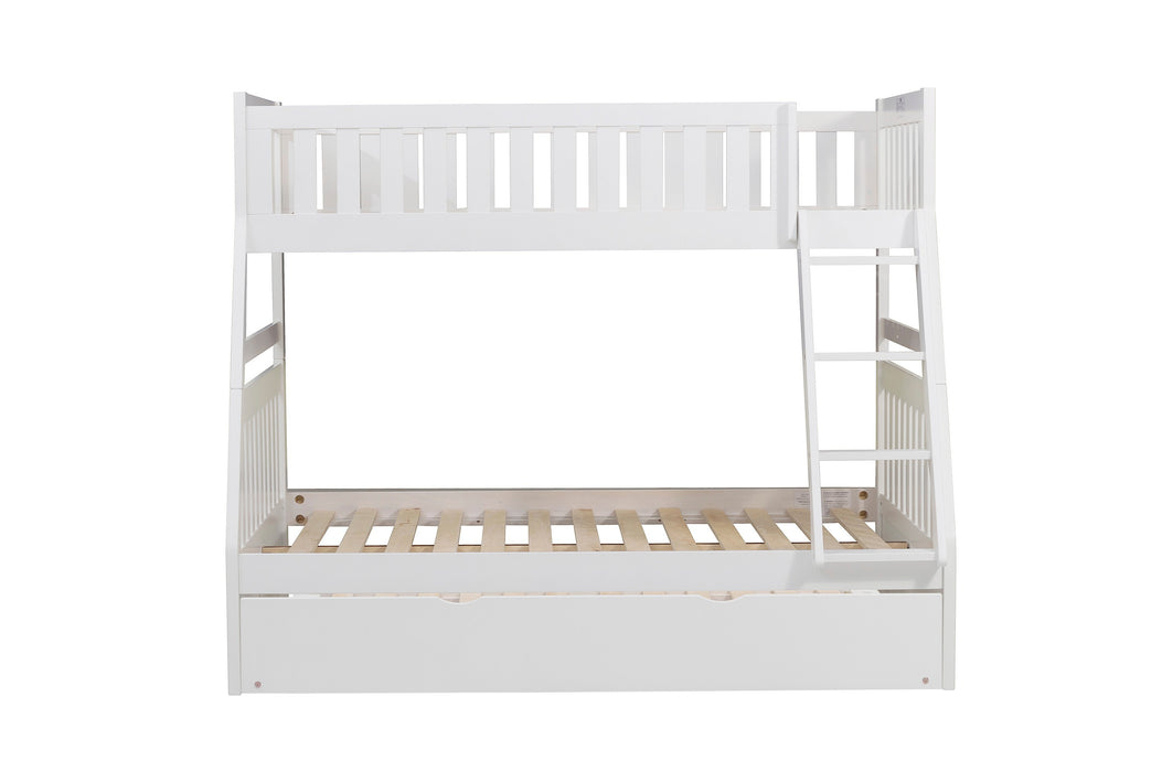 Galen (4) Twin/Full Bunk Bed with Twin Trundle in White - B2053TFW-1*R