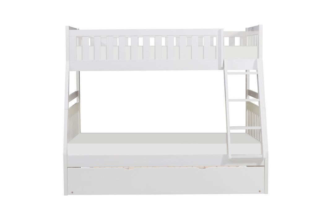 Galen (4) Twin/Full Bunk Bed with Twin Trundle in White - B2053TFW-1*R