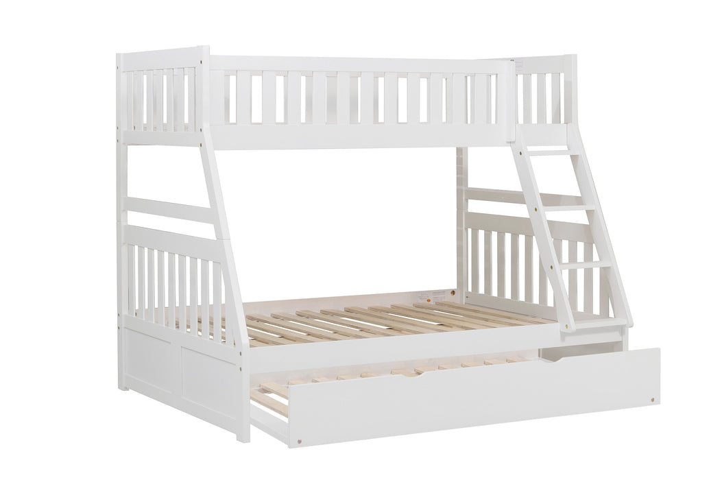 Galen (4) Twin/Full Bunk Bed with Twin Trundle in White - B2053TFW-1*R