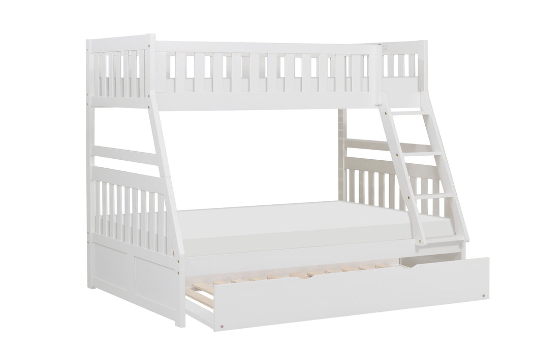 Galen (4) Twin/Full Bunk Bed with Twin Trundle in White - B2053TFW-1*R