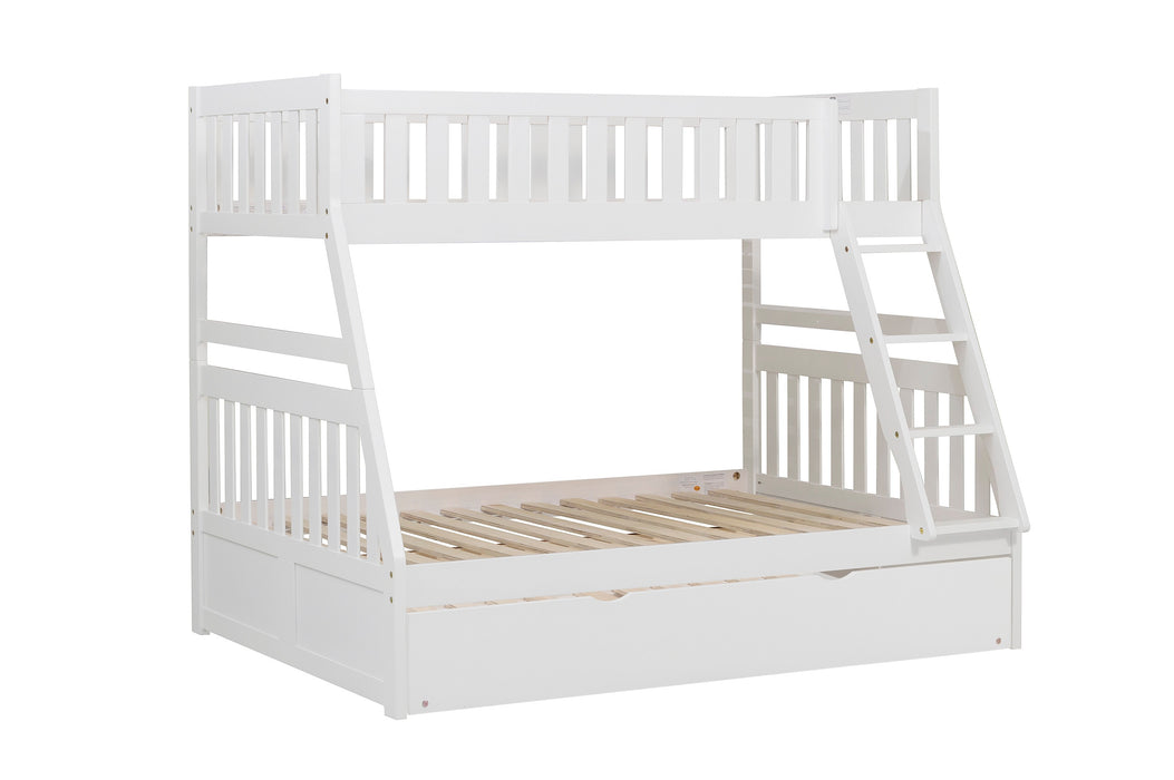 Galen (4) Twin/Full Bunk Bed with Twin Trundle in White - B2053TFW-1*R