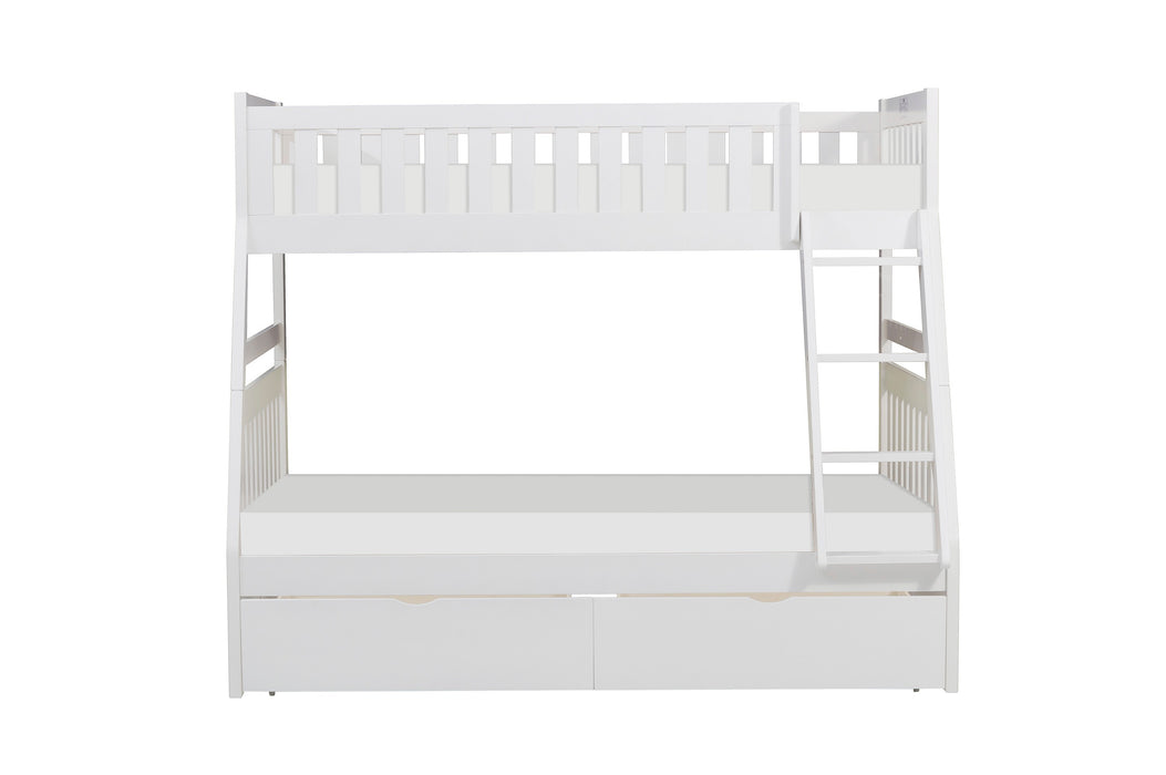 Galen (4) Twin/Full Bunk Bed with Storage Boxes in White - B2053TFW-1*T