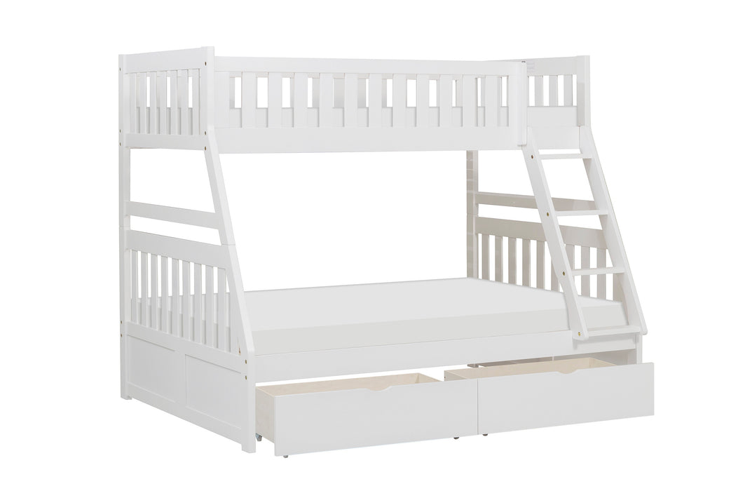 Galen (4) Twin/Full Bunk Bed with Storage Boxes in White - B2053TFW-1*T