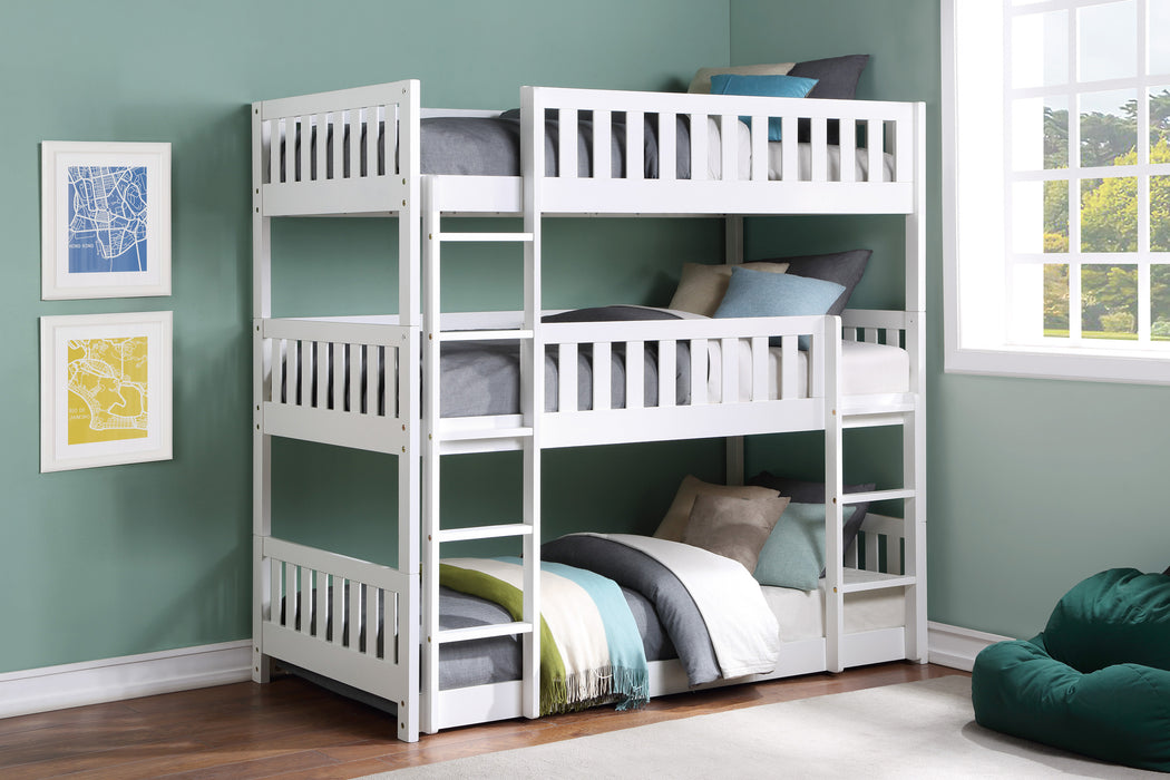 Galen (3) Triple Bunk Bed in White - B2053TTTW-1*