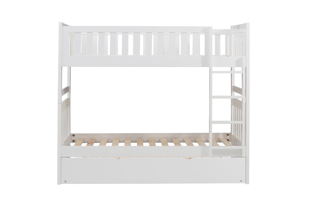 Galen (4) Twin/Twin Bunk Bed with Twin Trundle in White - B2053W-1*R