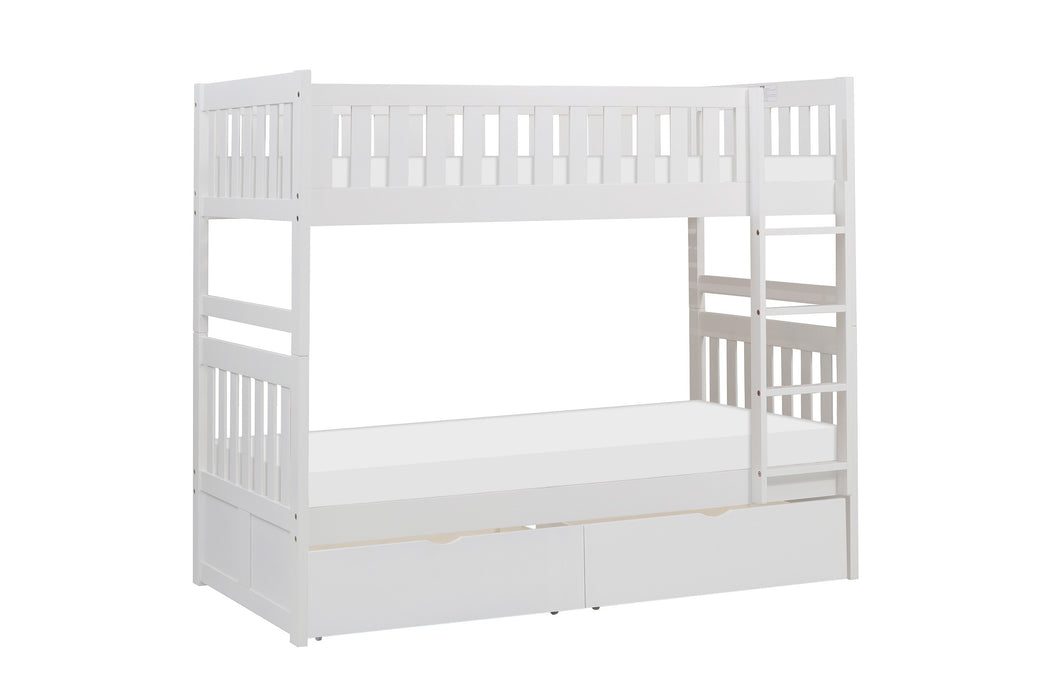 Galen (4) Twin/Twin Bunk Bed with Storage Boxes in White - B2053W-1*T image